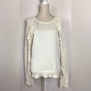 New Lauren Ralph Lauren Denim Fringed Sweater Top